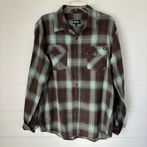 Farias Surf Shop Men's Flannel Button Down Long Sleeve Shirt Plaid Large